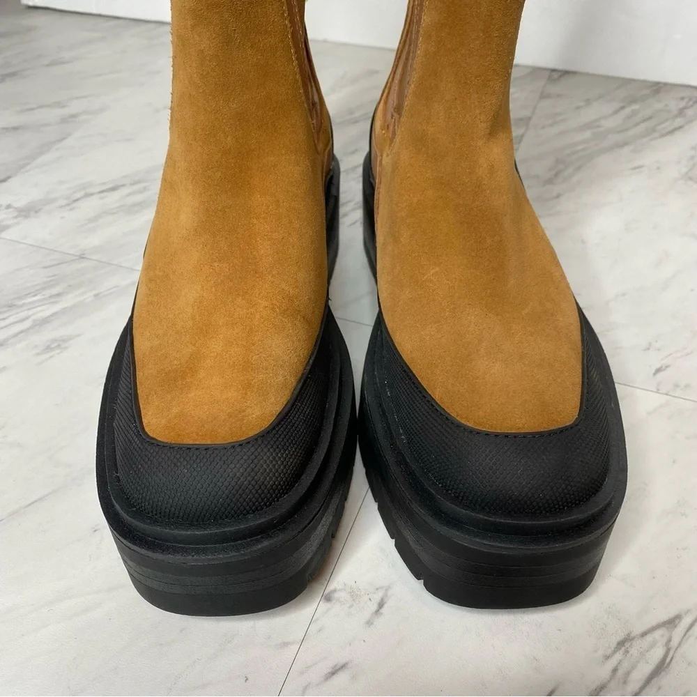 New! Sam Edelman Lulia Brown Suede Lug Sole Chelsea Boot 7 1/2 M